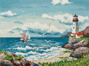 Кристальная ( алмазная) мозаика  " ФРЕЯ" ALPD- 012 на подрамнике " Мечтая о море" 40 х 30 см